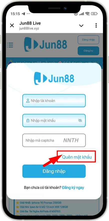 Bước 1: Tại mục đăng nhập bấm "QUÊN MẬT KHẨU"